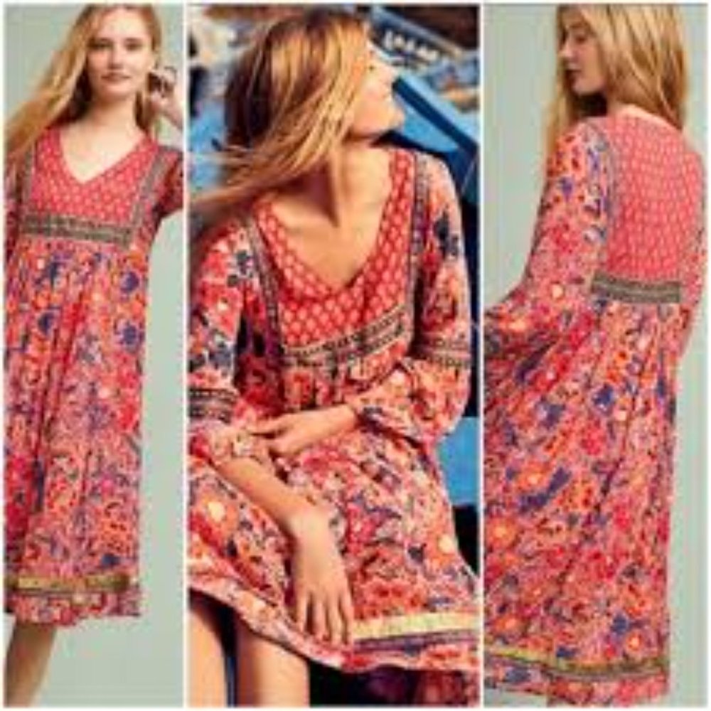 Anthropologie RD+Koko Trimmer Peasant Dress